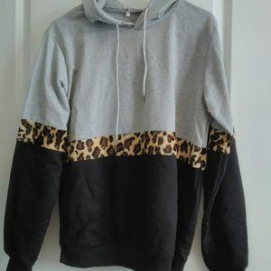 Badasha NWT Leopard Print Fur Hoodie